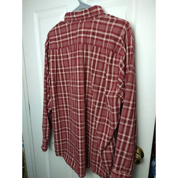 DOCKERS Men Red Blue Creme Plaid collared Long Sleeve Button dress Shirt Size L - Picture 13 of 13